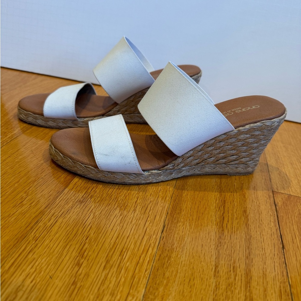 Andre Assous Off White Wedge Sandals: size 39